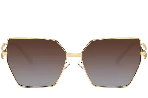 Lunettes de soleil géométriques en métal doré #BS2503-0053