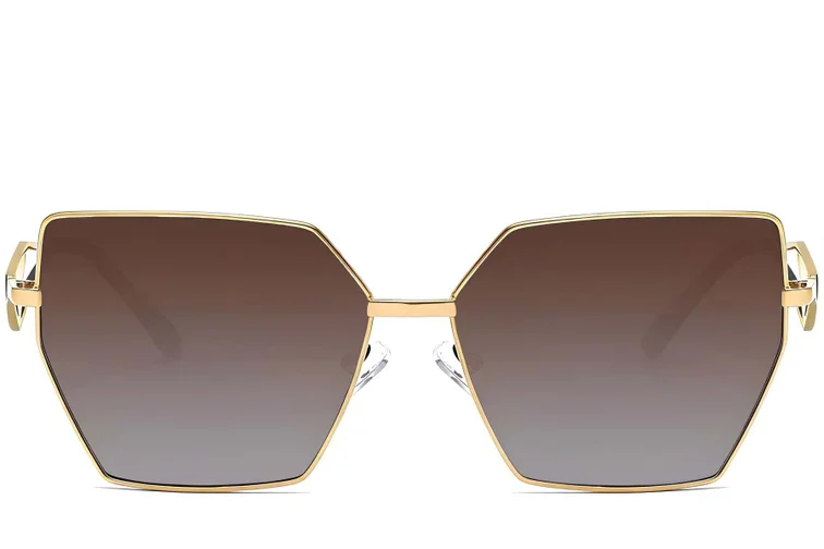Lunettes de soleil géométriques en métal doré #BS2503-0053