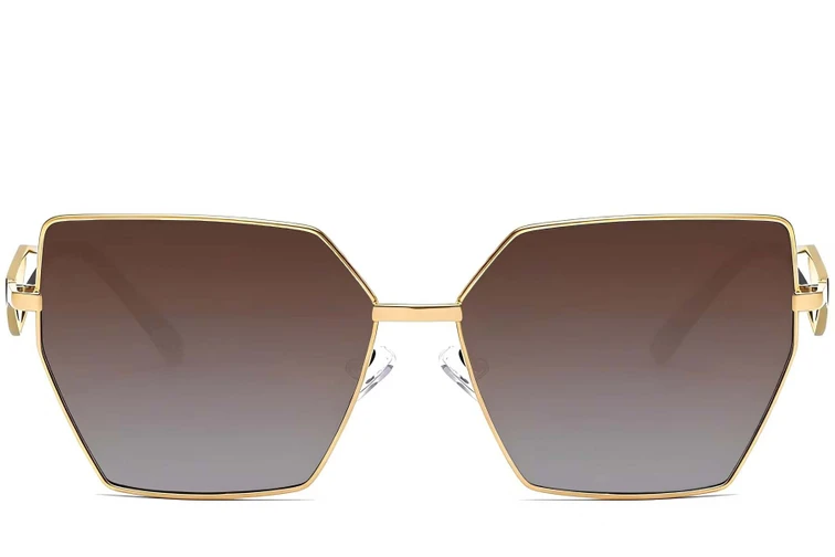 Geometric Golden Metal Sunglasses #BS2503-0053