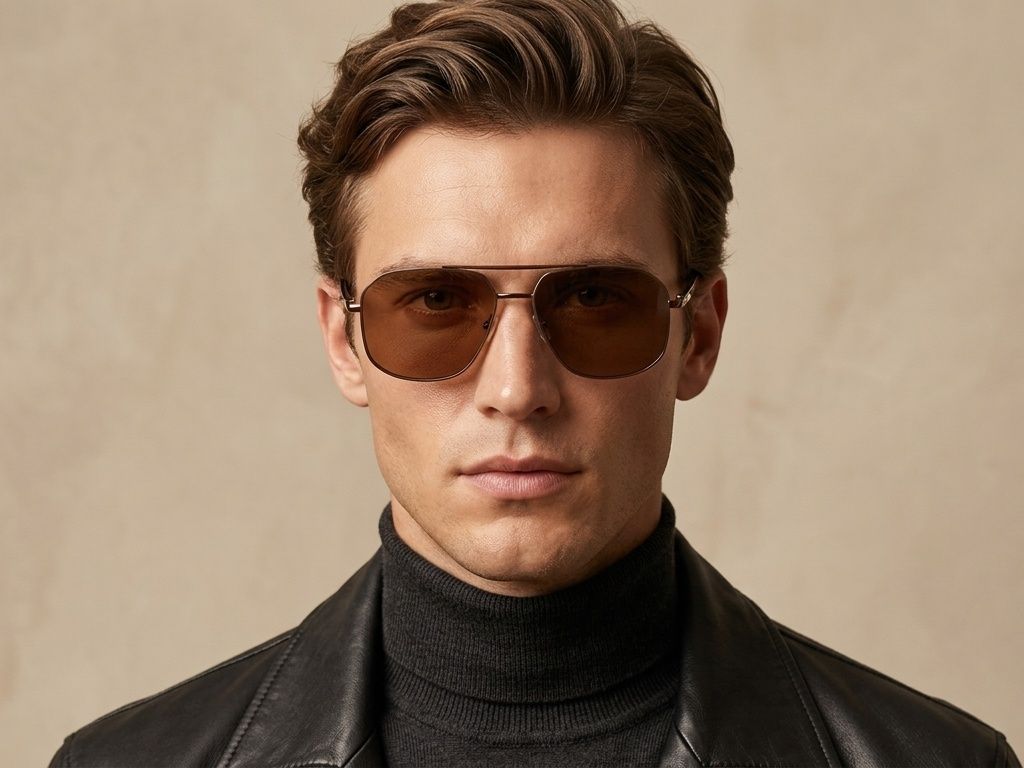 Lunettes de soleil aviateur en métal cuivré #BS2503-0056