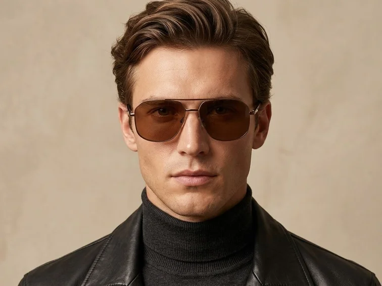 Lunettes de soleil aviateur en métal cuivré #BS2503-0056