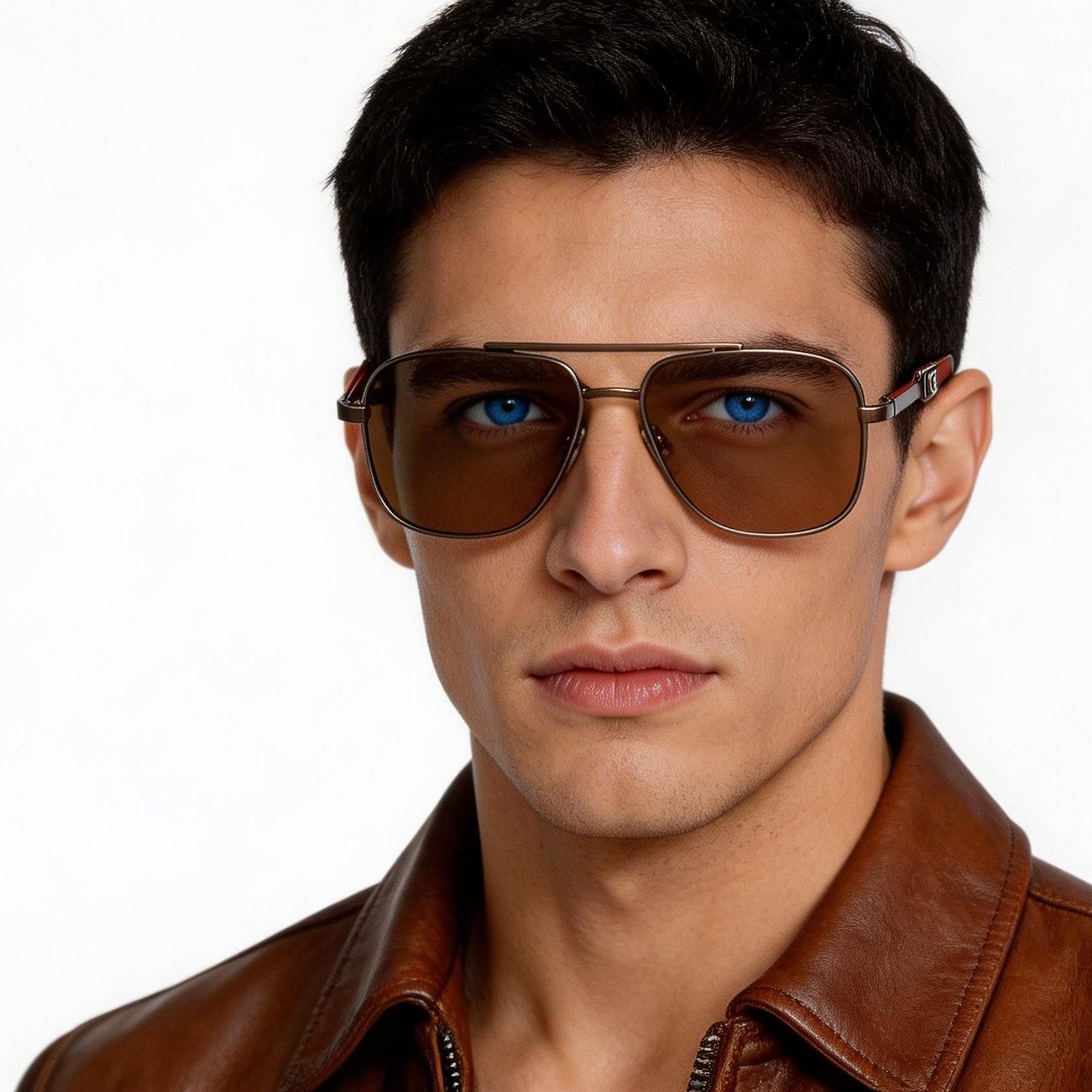 Gafas de sol estilo aviador de metal cobre #BS2503-0056
