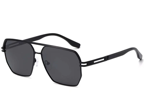 Piloten-Sonnenbrille aus schwarzem Metall #BS2503-0059