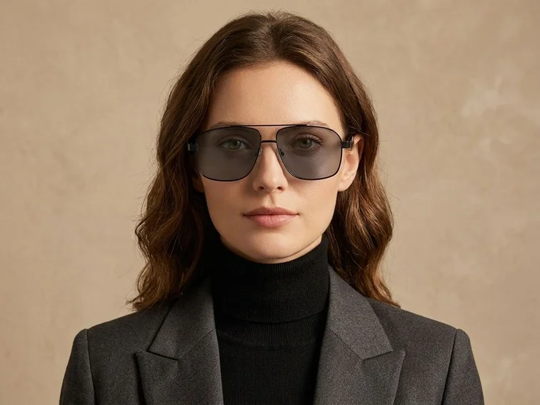 Occhiali da sole Aviator in metallo nero #BS2503-0060
