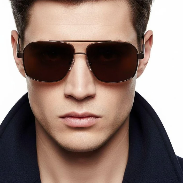Gafas de sol estilo aviador de metal cobre #BS2503-0061