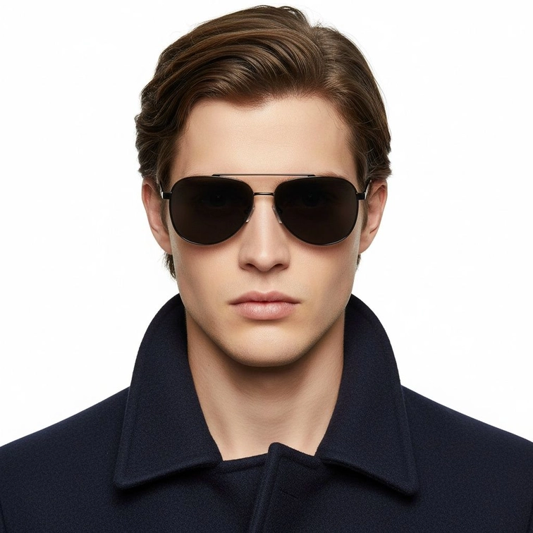 Lunettes de soleil aviateur en métal gris #BS2503-0062