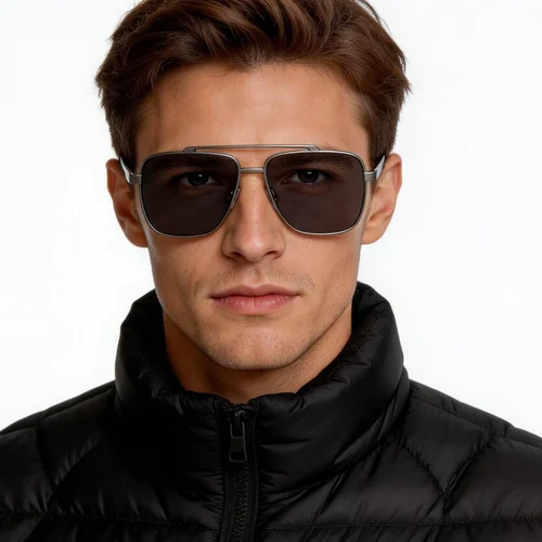 Lunettes de soleil aviateur en métal gris #BS2503-0065
