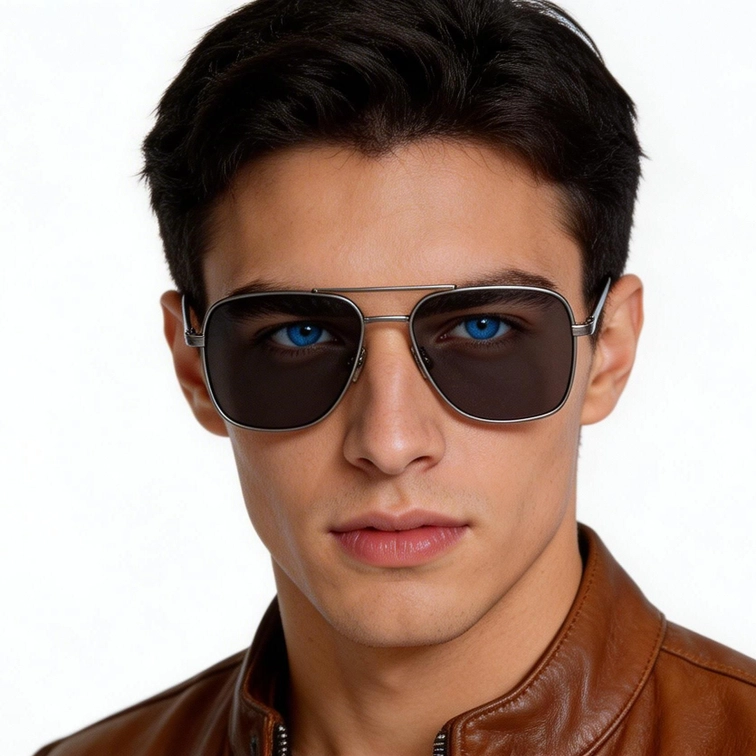 Lunettes de soleil aviateur en métal gris #BS2503-0068