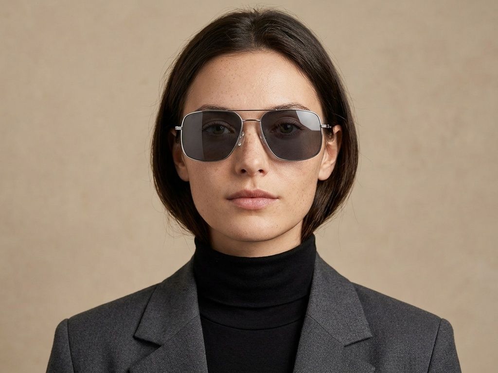 Lunettes de soleil aviateur en métal argenté #BS2503-0069