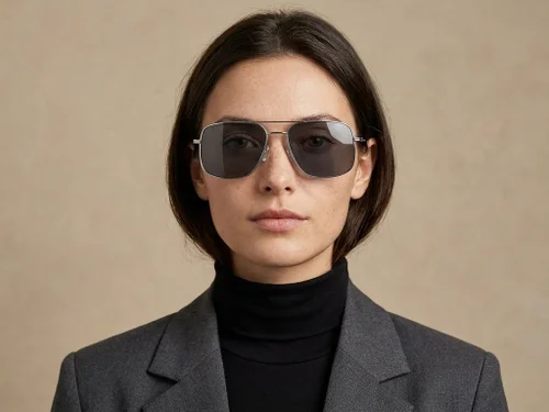 Lunettes de soleil aviateur en métal argenté #BS2503-0069