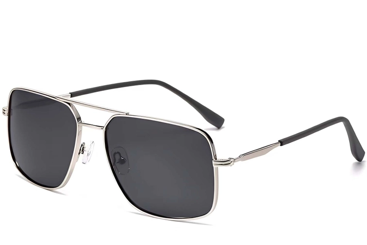 Gafas de sol de aviador de metal plateado #BS2503-0069