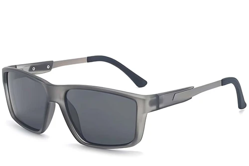 Lunettes de soleil rectangulaires en plastique gris #BS2503-0072