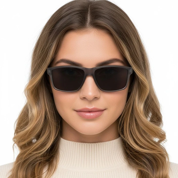 Rectangular Grey Plastic Sunglasses #BS2503-0072