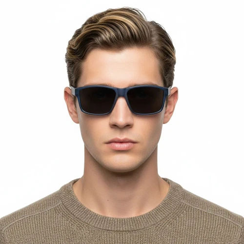 Rectangular Blue Plastic Sunglasses #BS2503-0074
