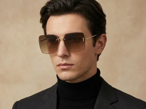 Lunettes de soleil invisibles en métal doré #BS2503-0078