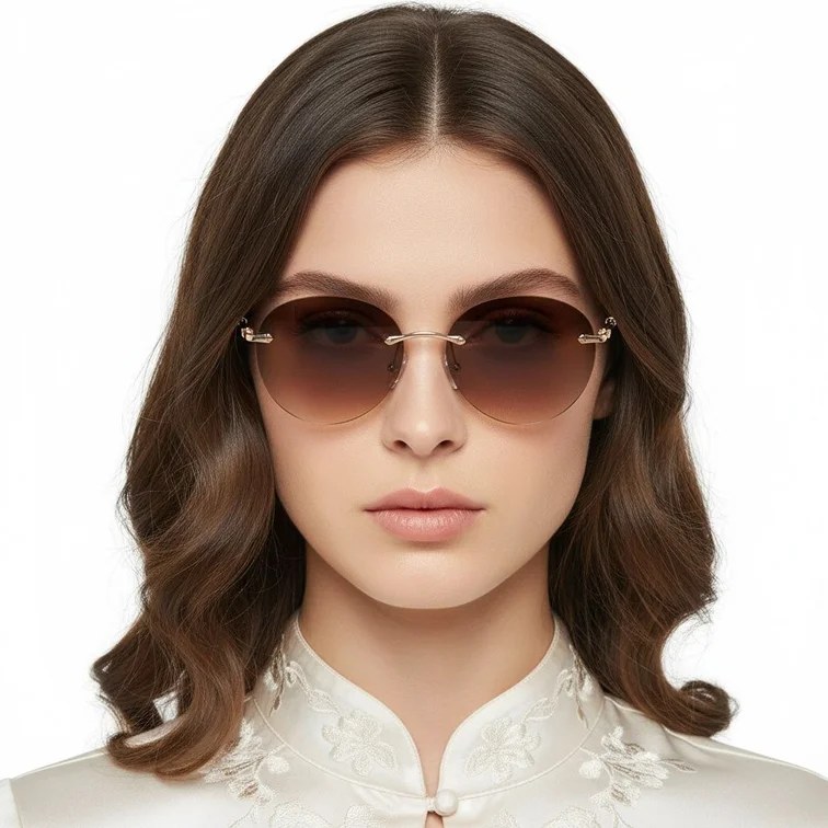 Gafas de sol invisibles de metal dorado #BS2503-0083