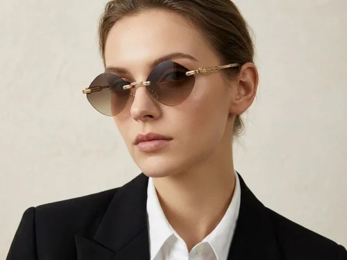 Lunettes de soleil invisibles en métal doré #BS2503-0086