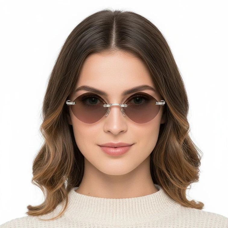 Gafas de sol invisibles de metal plateado #BS2503-0087