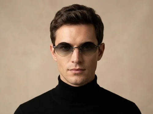 Lunettes de soleil invisibles en métal gris #BS2503-0088