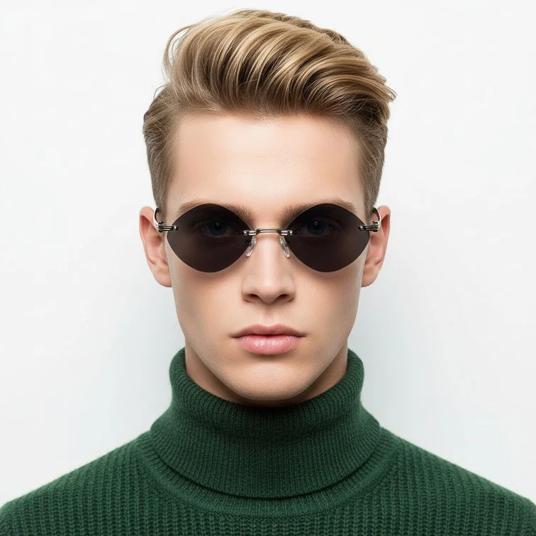 Invisible Grey Metal Sunglasses #BS2503-0089