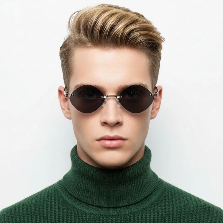 Invisible Grey Metal Sunglasses #BS2503-0089