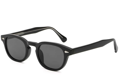 Lunettes de soleil ovales en plastique noir #BS2503-0091