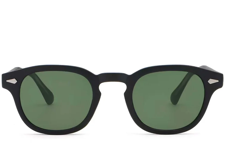 Gafas de sol ovaladas de plástico negro # BS2503-0092