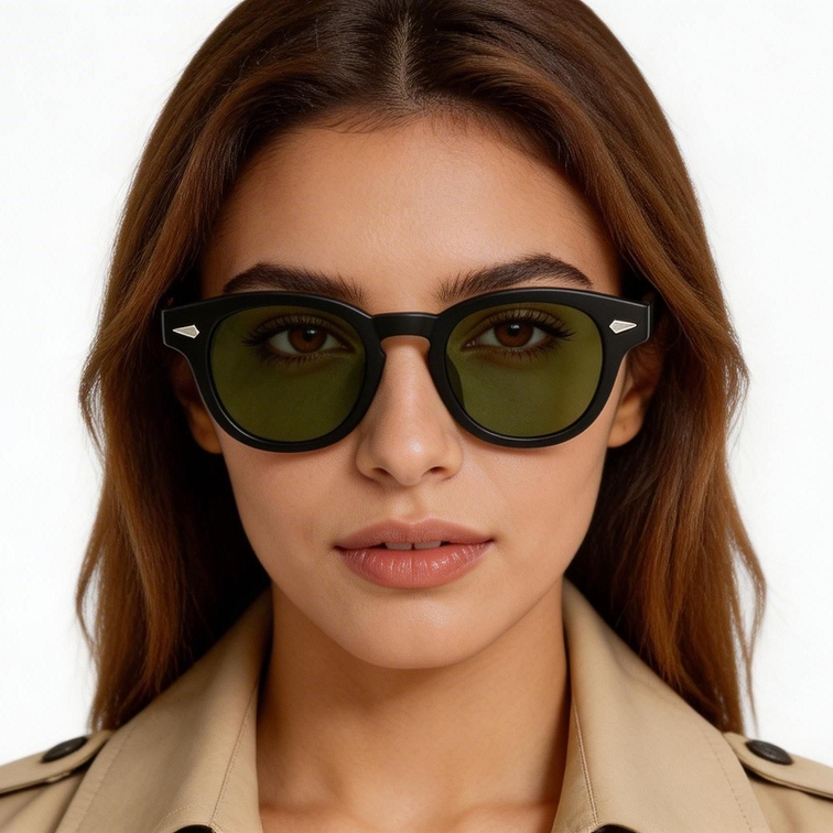 Gafas de sol ovaladas de plástico negro # BS2503-0092