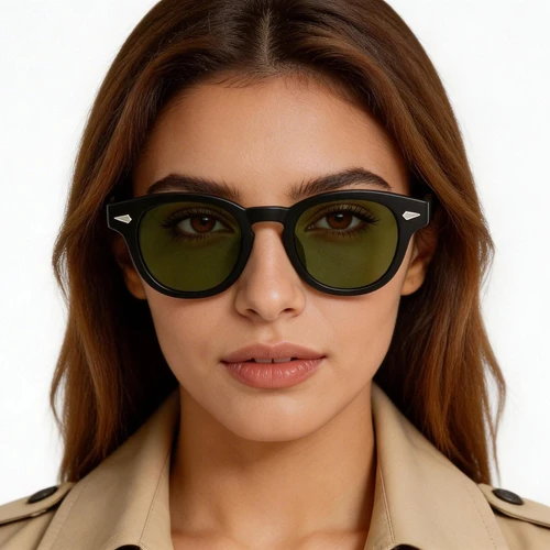 Lunettes de soleil ovales en plastique noir #BS2503-0092