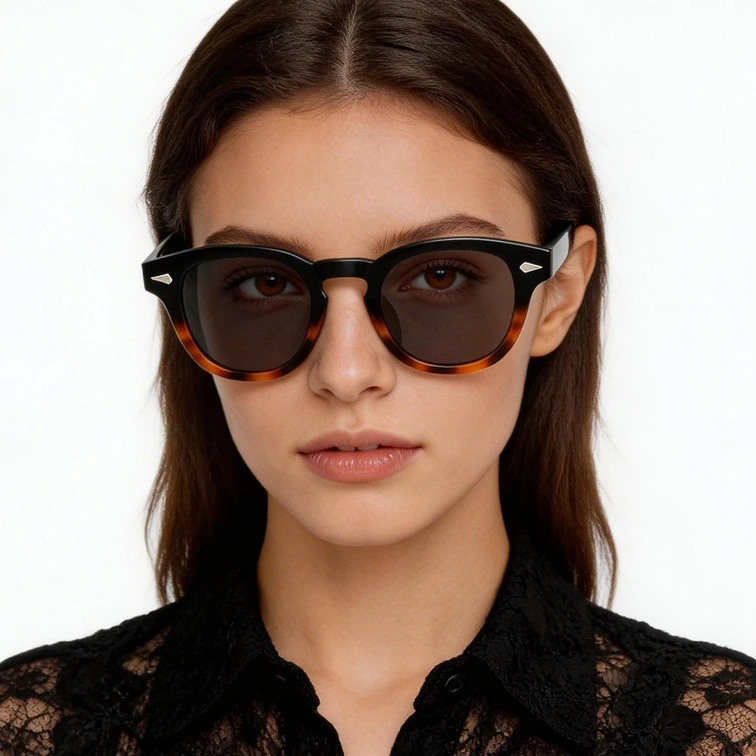 Gafas de sol ovaladas de plástico con diseño de carey # BS2503-0094