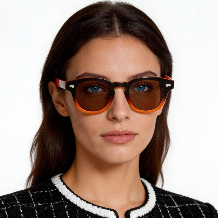 Lunettes de soleil ovales en plastique marron #BS2503-0098