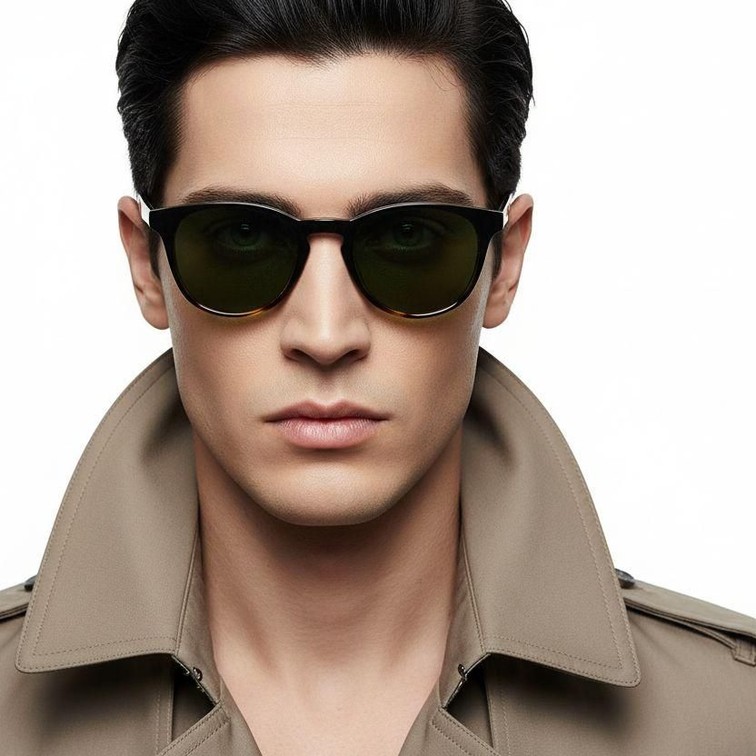 Gafas de sol ovaladas de plástico con diseño de carey # BS2503-0102