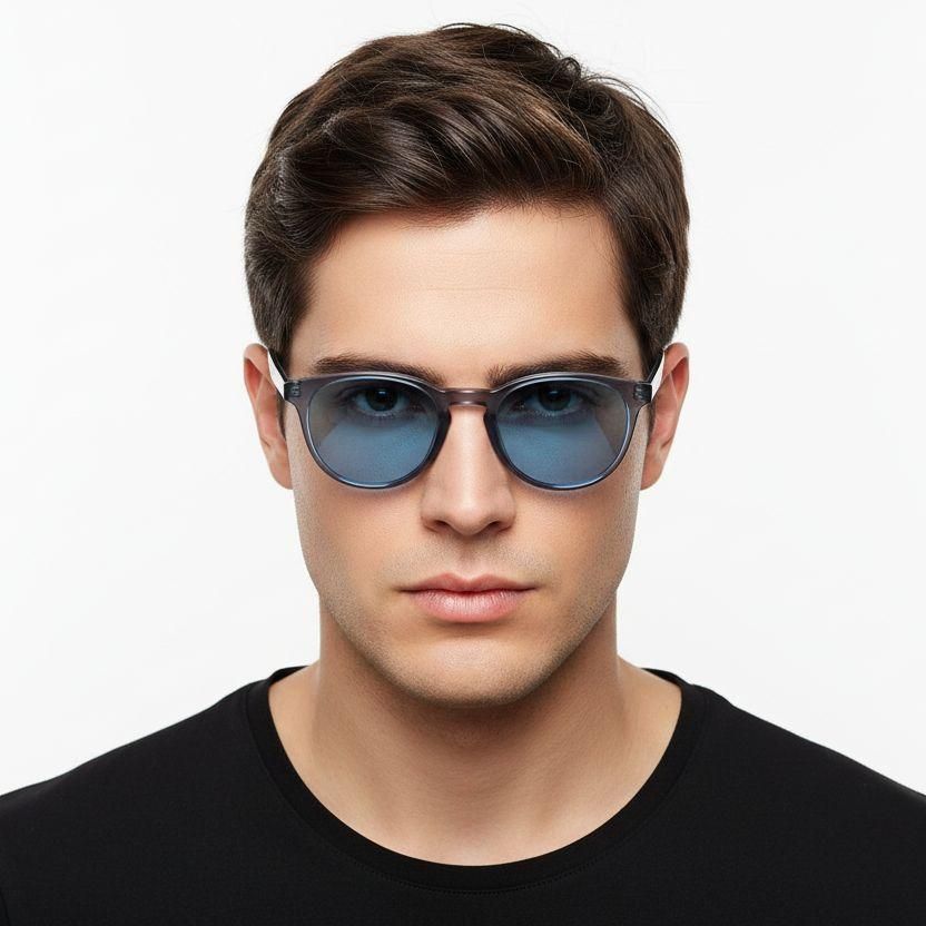 Ovale blaue Kunststoff-Sonnenbrille #BS2503-0106