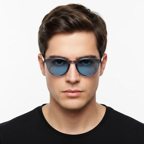 Oval Blue Plastic Sunglasses #BS2503-0106