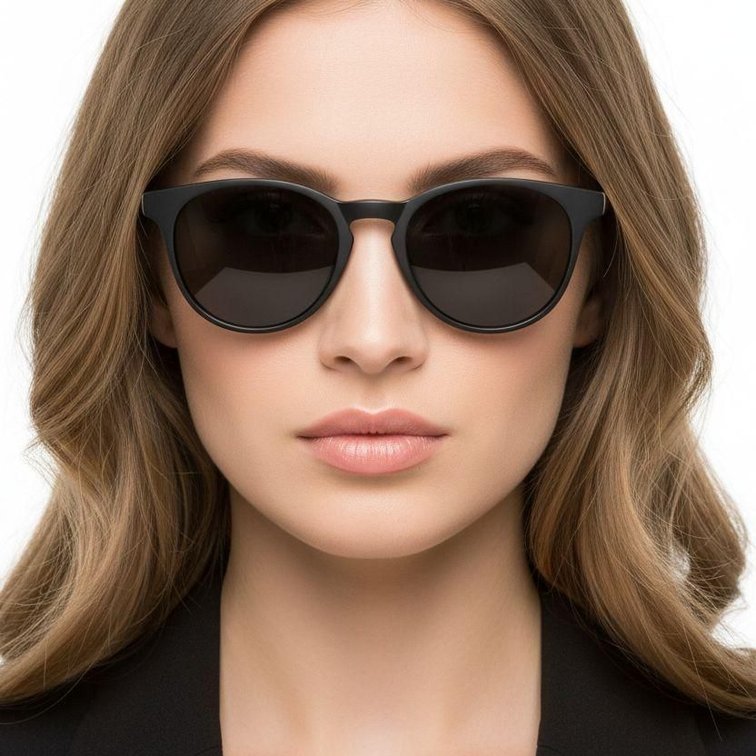 Gafas de sol ovaladas de plástico negro # BS2503-0107