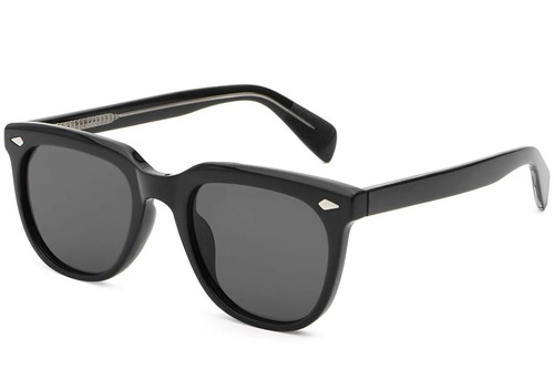 Lunettes de soleil rectangulaires en plastique noir #BS2503-0108