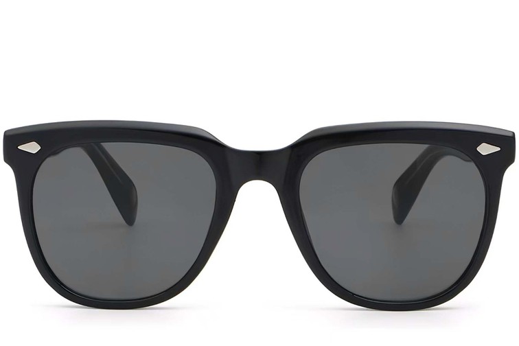 Lunettes de soleil rectangulaires en plastique noir #BS2503-0108