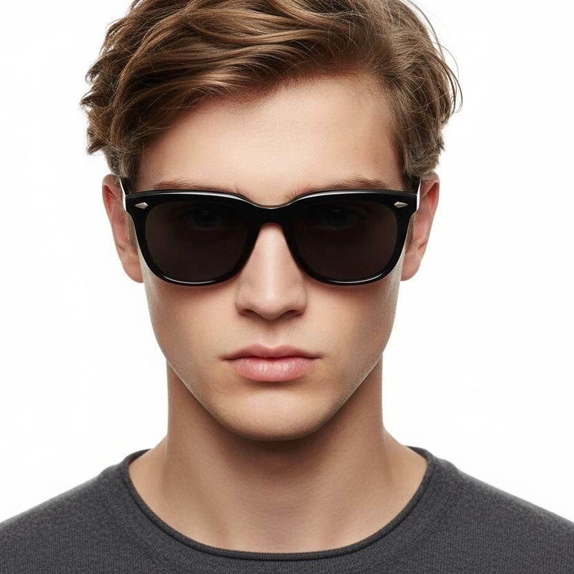 Rectangular Black Plastic Sunglasses #BS2503-0108