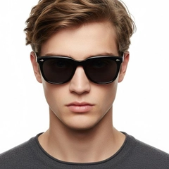 Rectangular Black Plastic Sunglasses #BS2503-0108