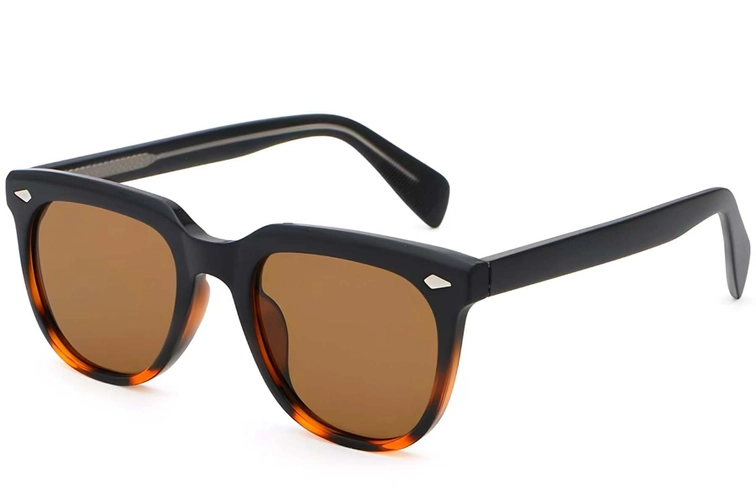 Rechteckige Schildpatt-Sonnenbrille aus Kunststoff #BS2503-0109