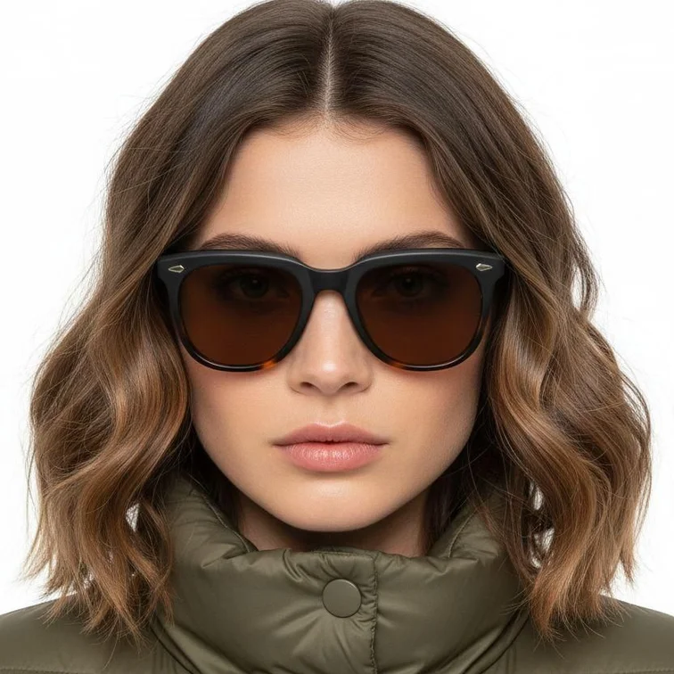 Rechteckige Schildpatt-Sonnenbrille aus Kunststoff #BS2503-0109