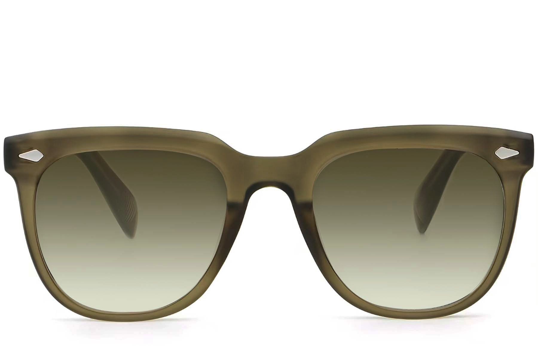 Rectangular Green Plastic Sunglasses #BS2503-0110