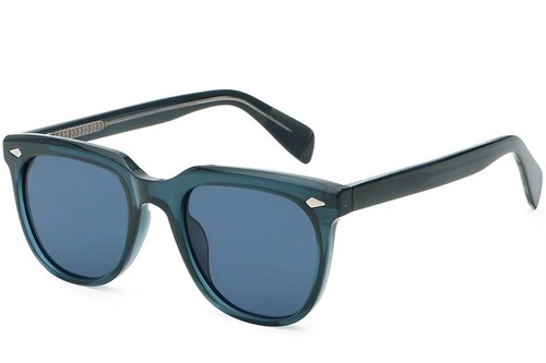 Lunettes de soleil rectangulaires en plastique bleu #BS2503-0111