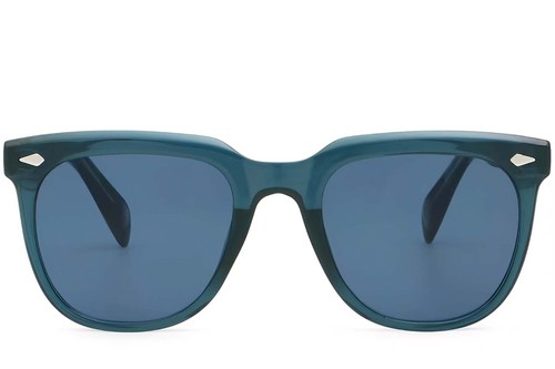 Lunettes de soleil rectangulaires en plastique bleu #BS2503-0111