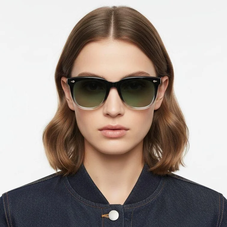 Rechteckige schwarze Kunststoff-Sonnenbrille #BS2503-0112