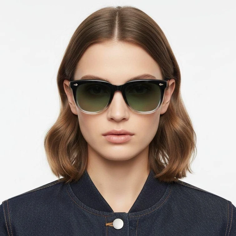 Lunettes de soleil rectangulaires en plastique noir #BS2503-0112