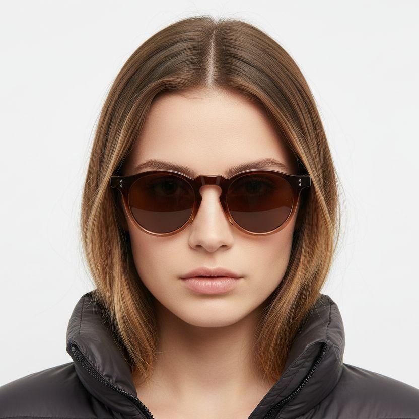 Oval Brown Plastic Sunglasses #BS2503-0117