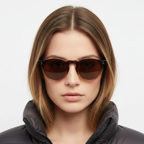 Oval Brown Plastic Sunglasses #BS2503-0117