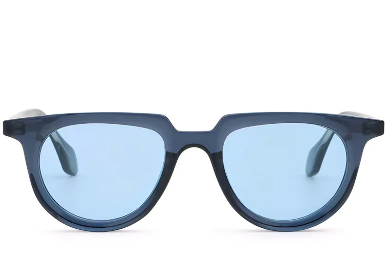Lunettes de soleil ovales en plastique bleu #BS2503-0123