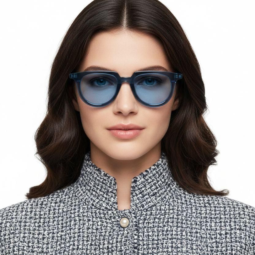 Ovale blaue Kunststoff-Sonnenbrille #BS2503-0123